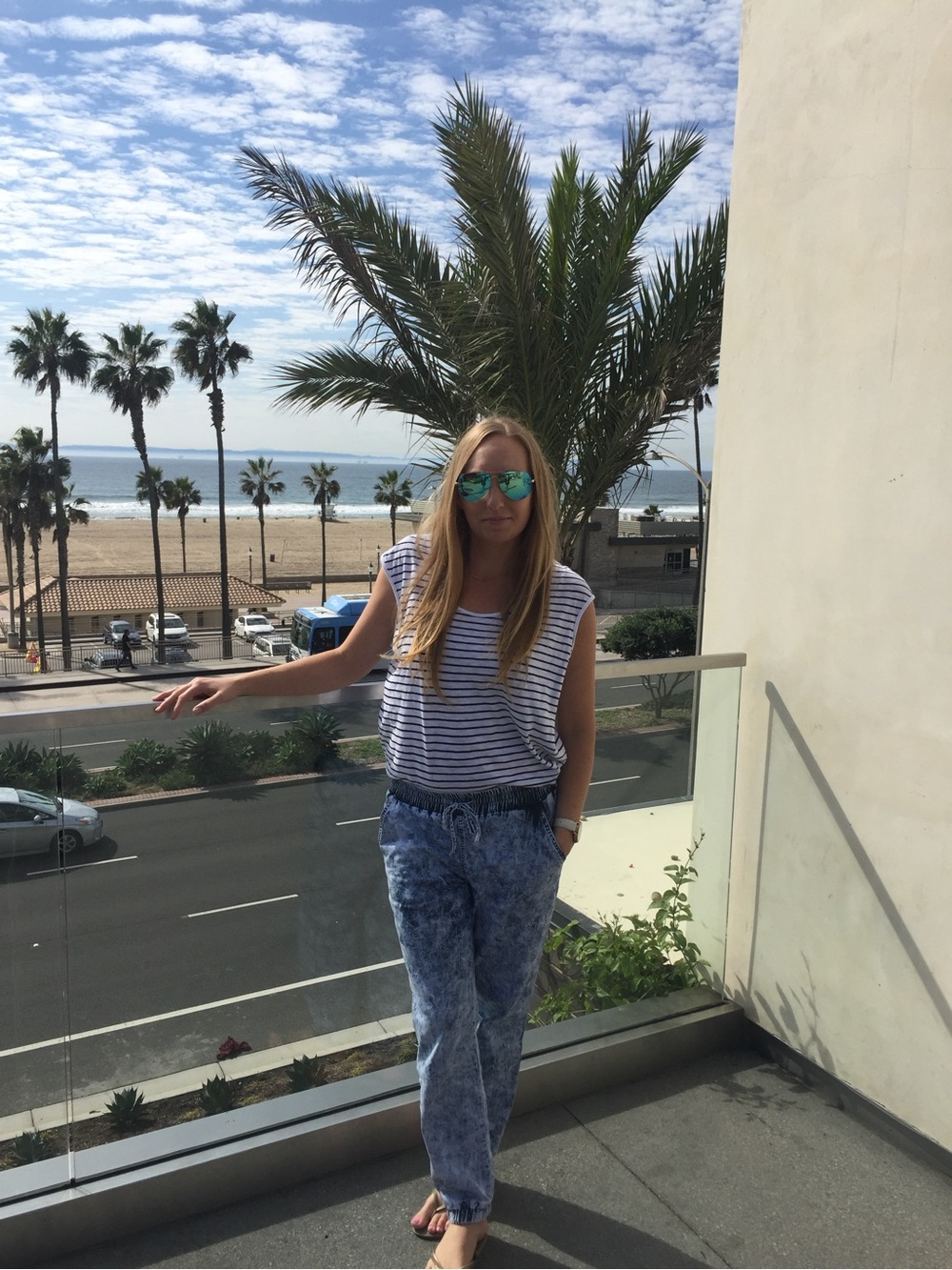 Acid Wash Blue/White Denim Jogger Pants